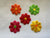 Daisies Yellow Green Red Cerise & Orange Iron On or Sew on Embroidered Fabric Motif
