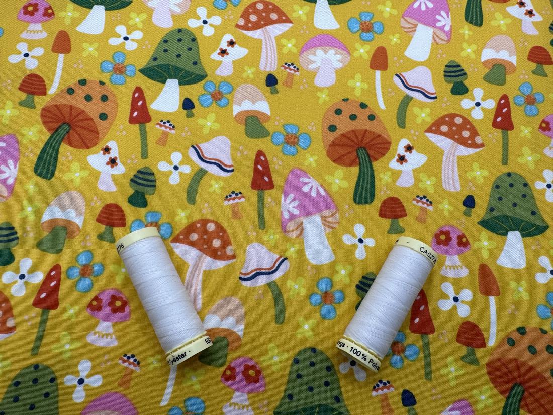 Susie Sunshine by Amanda McGee for 3 Wishes Mushroom Field 100% Premium Cotton