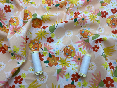 Susie Sunshine by Amanda McGee for 3 Wishes Floral Allover 100% Premium Cotton
