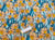 Bright Colorful Daffodils on Sky Blue Poly Cotton