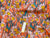 Bright Colorful Daffodils on Orange Poly Cotton