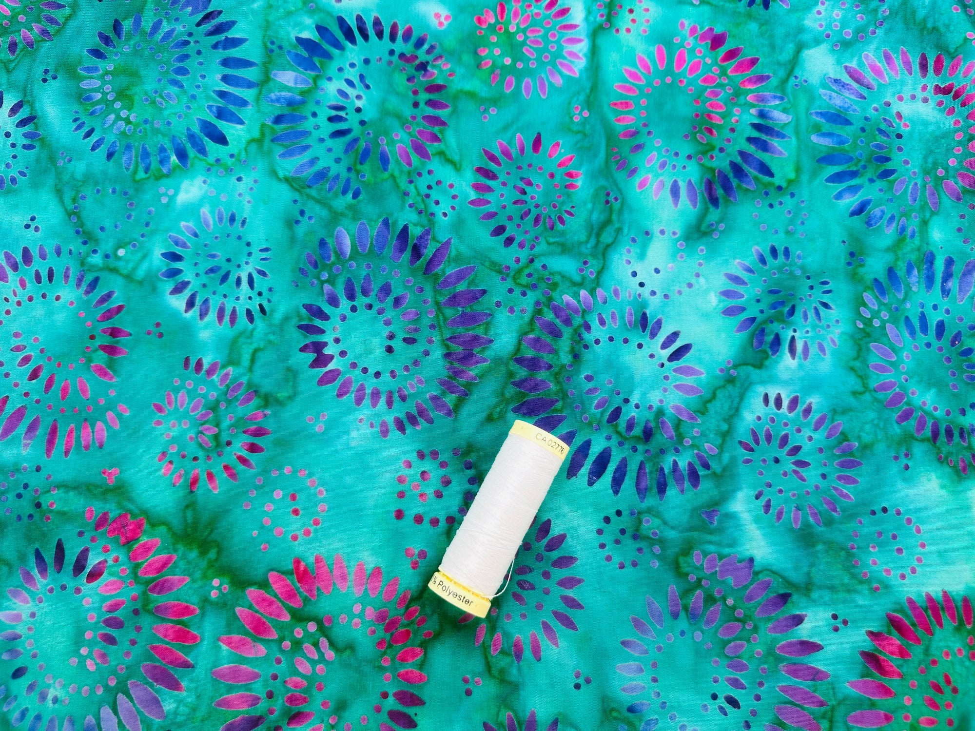 Batik Swirly Pattern Turquoise 100% Cotton
