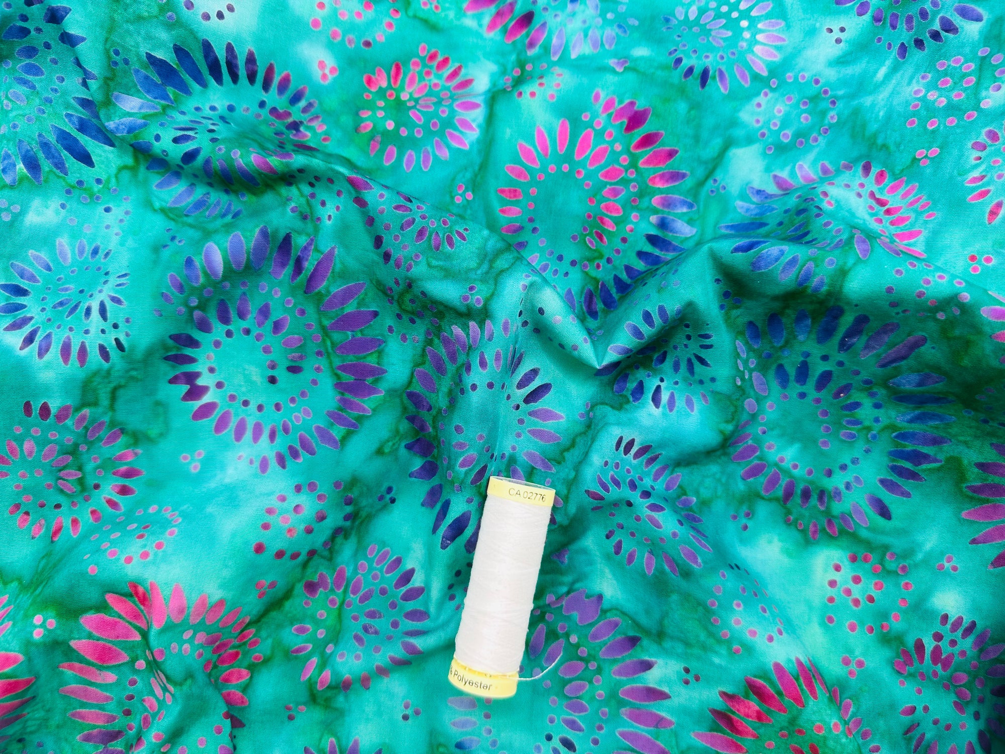 Batik Swirly Pattern Turquoise 100% Cotton