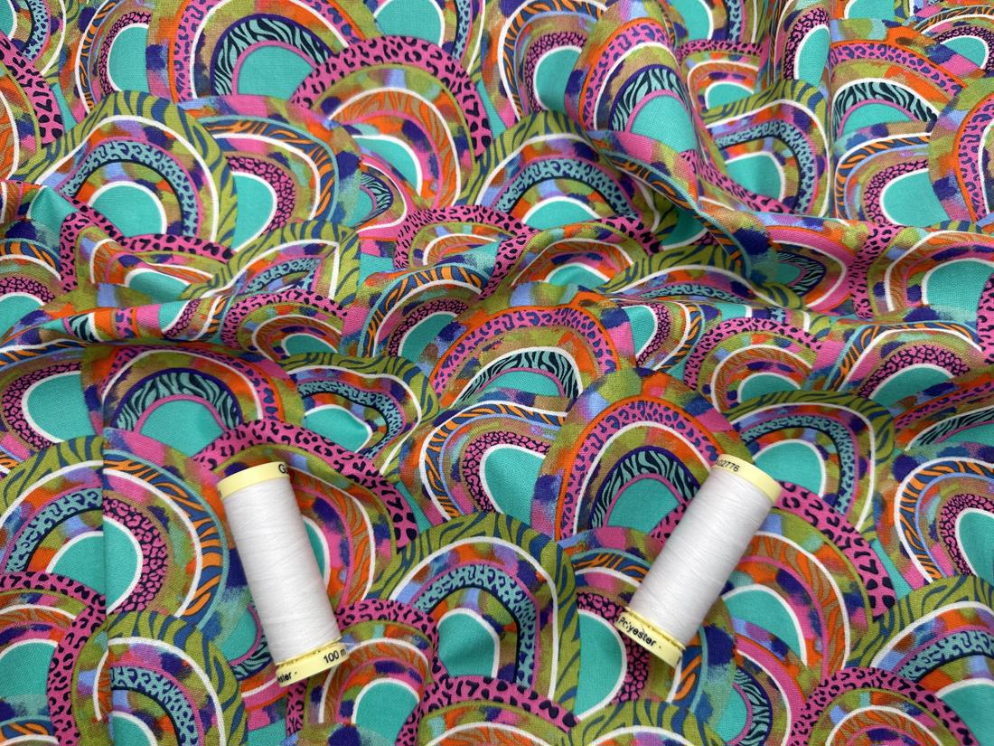 Rainbow Rhythm by Lisa Perry for 3 Wishes Groovy Rainbow 100% Premium Cotton