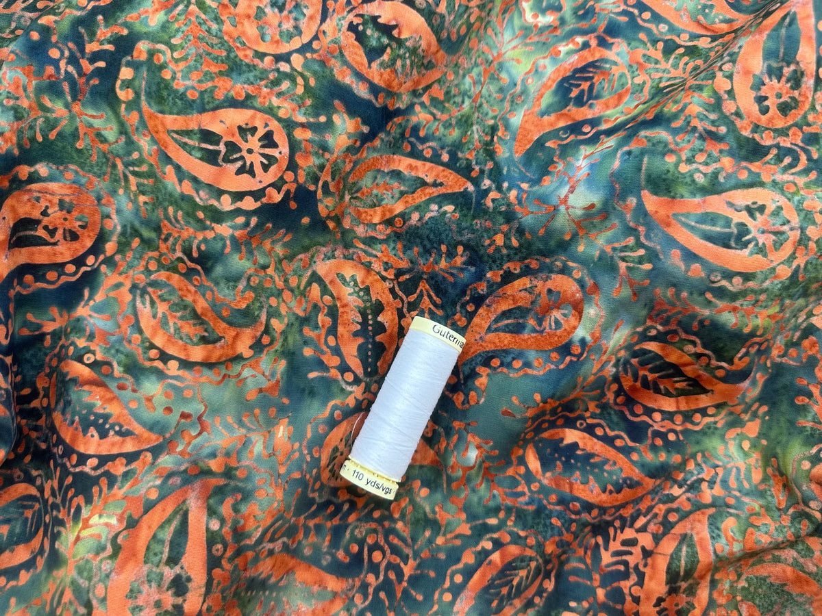Batik Paisley Pattern Green 100% Cotton