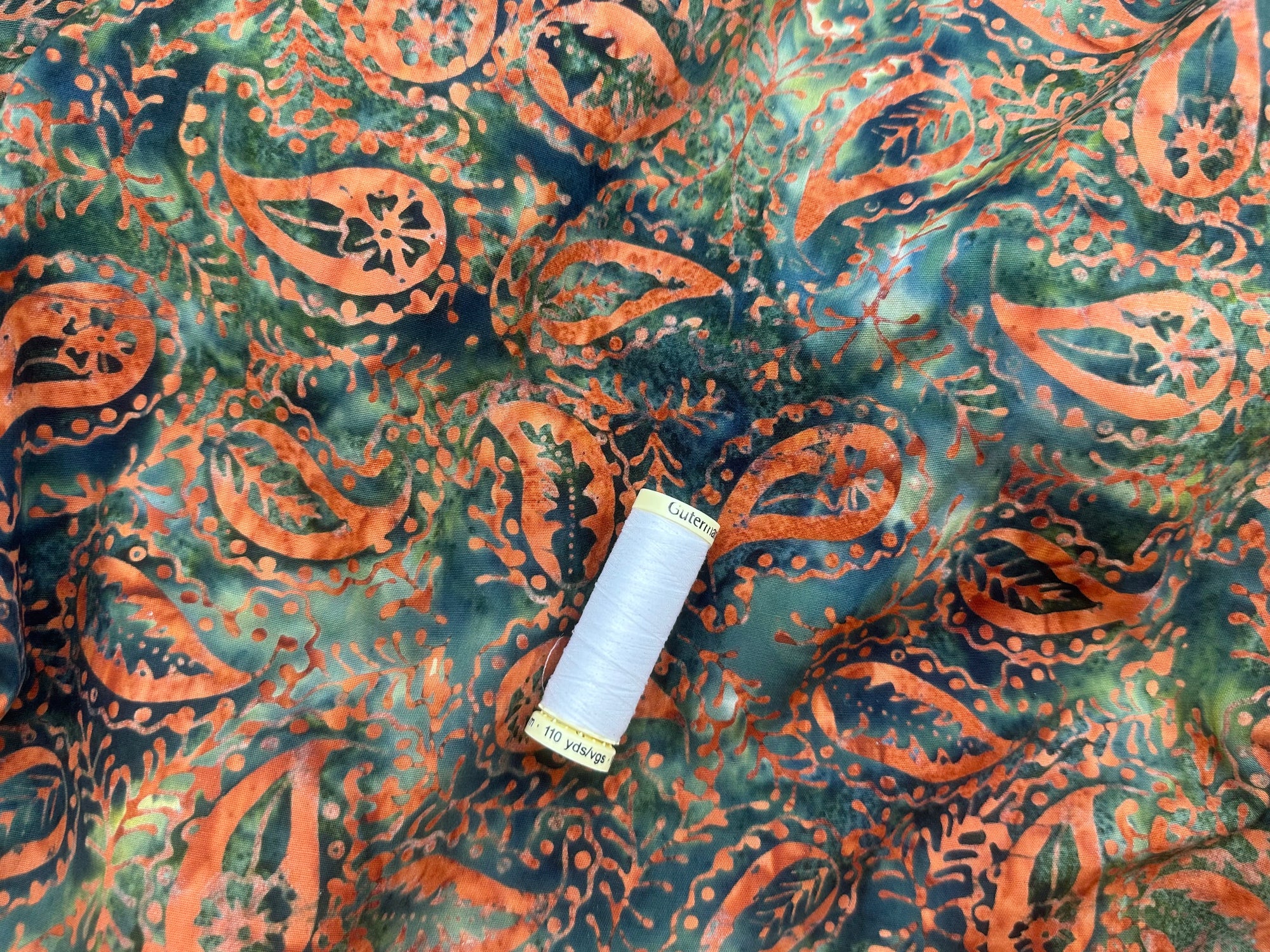 Batik Paisley Pattern Green 100% Cotton