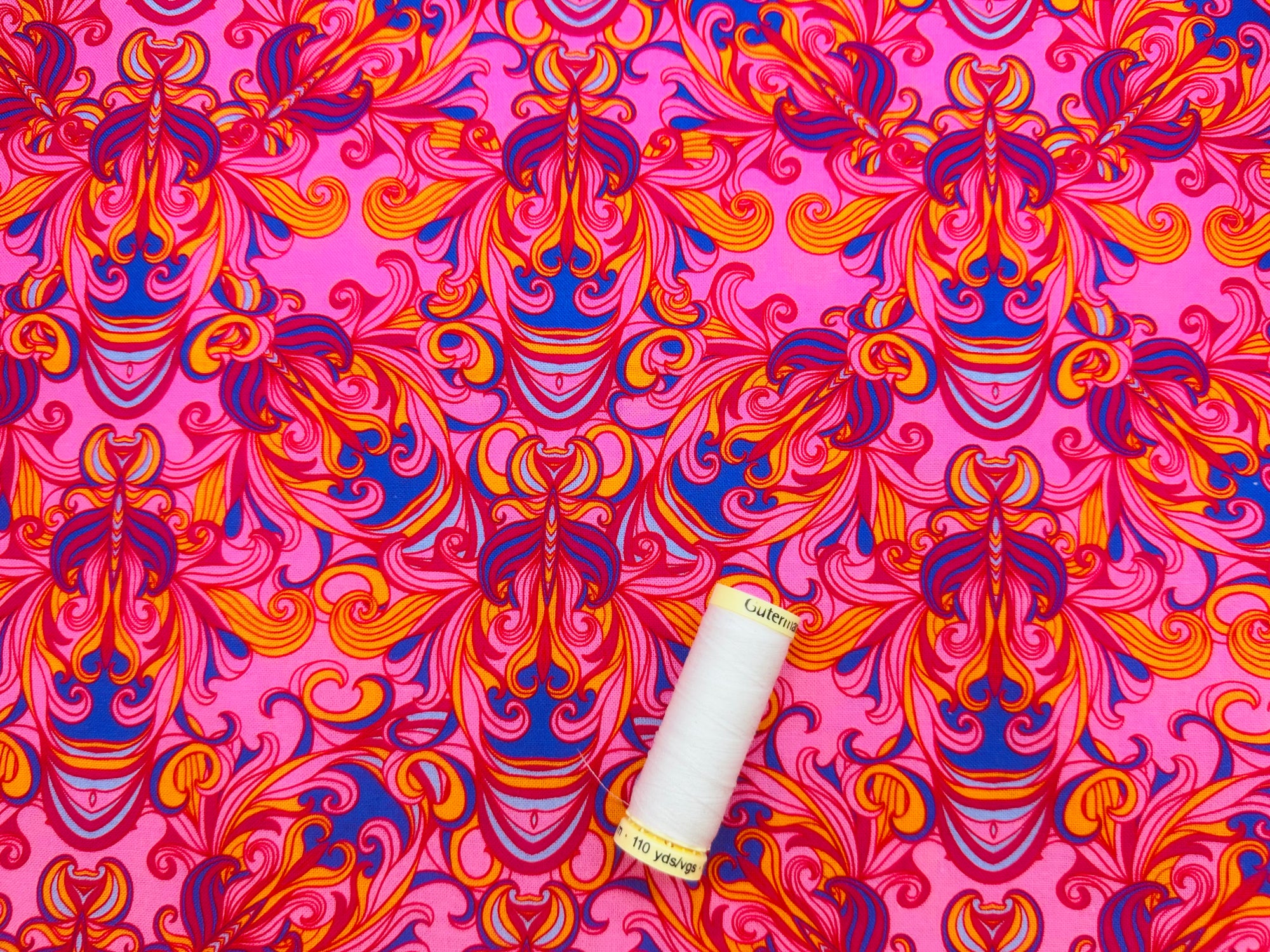 Art Nouveau Design on Pink 100% Cotton Digitally Printed