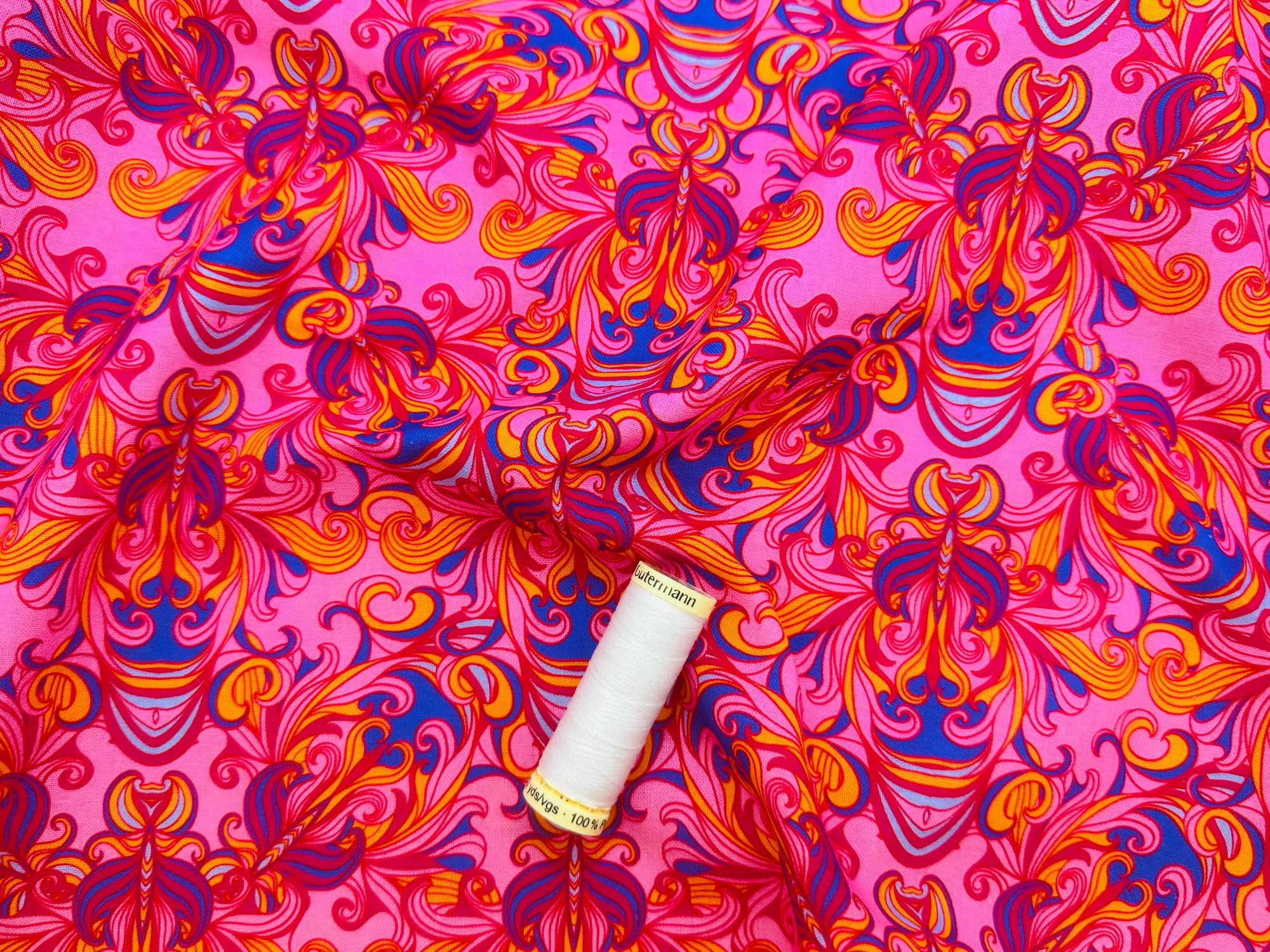 Art Nouveau Design on Pink 100% Cotton Digitally Printed