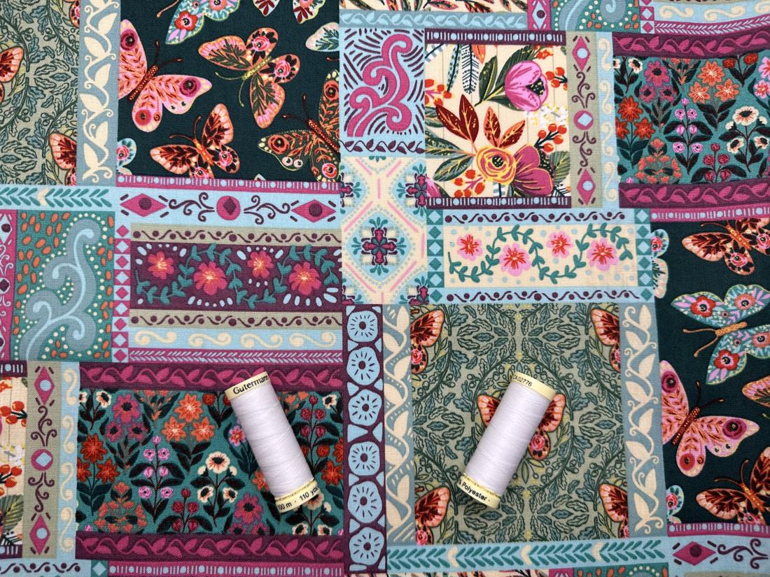 Folk Flora by Caroline Alfred for 3 Wishes Bountiful Patchwork 100% Premium Cotton