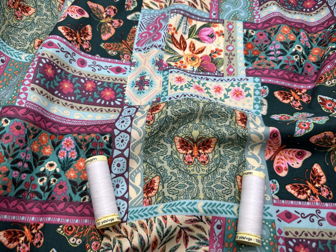 Folk Flora by Caroline Alfred for 3 Wishes Bountiful Patchwork 100% Premium Cotton