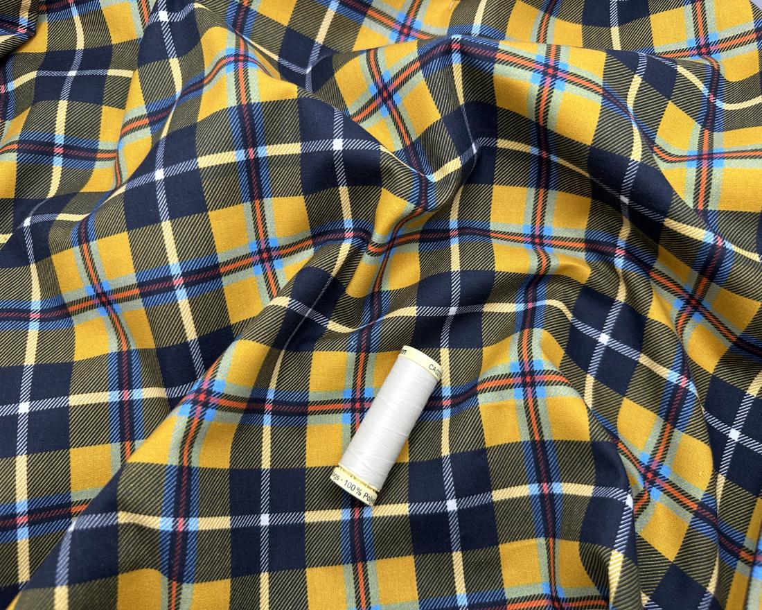 Little Johnny Cornish Tartan Mustard  100% Premium Cotton