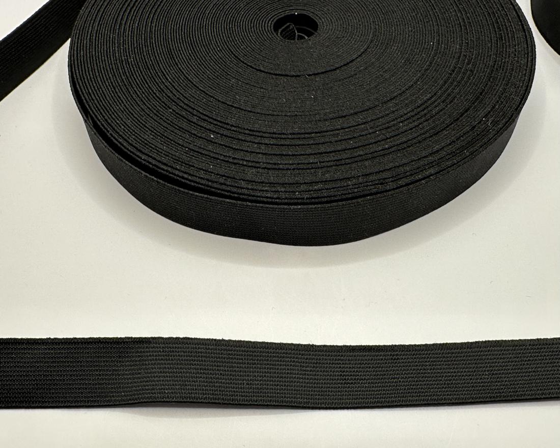 Black Elastic 1 x 19mm wide x 25mtrs