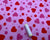 Sweet Hearts on a Candy Pink Background Poly Cotton