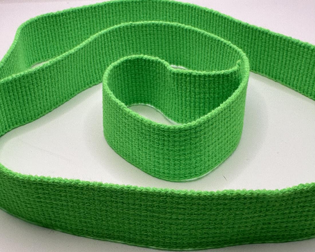 Cotton belt, narrow fabric, webbing tape, in 40mm width and Lime Green Color