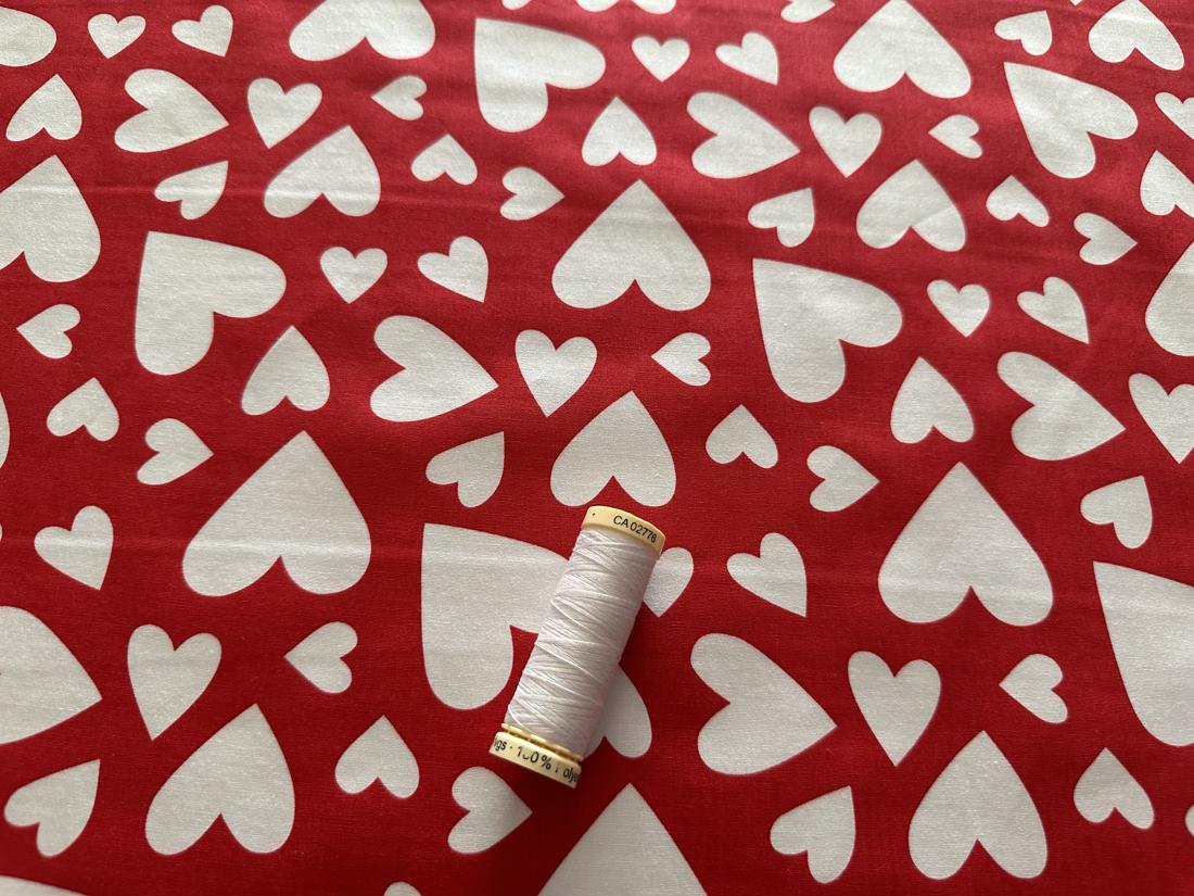 Valentine Sweet Hearts on Red 100% Cotton