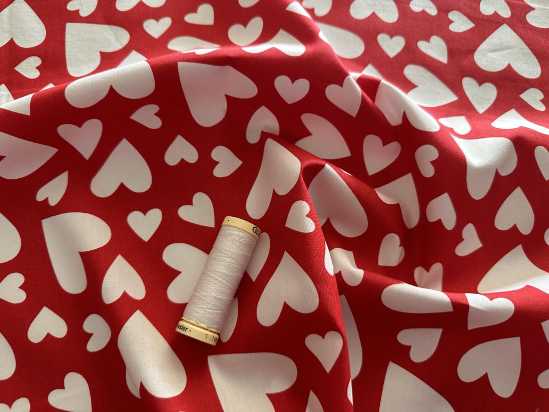 Valentine Sweet Hearts on Red 100% Cotton