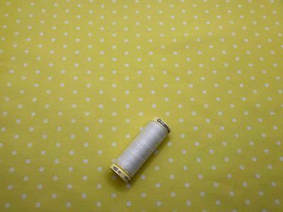 Simple White 3mm Polka Dot on a Lemon Background Poly Cotton