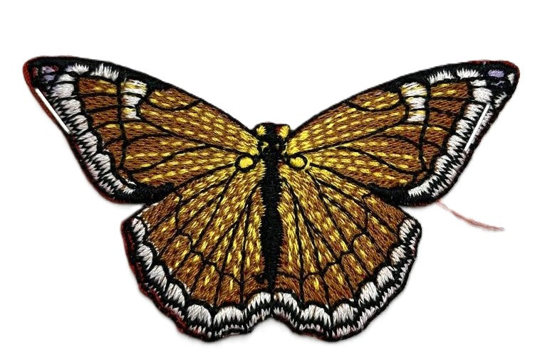 Gold Butterfly Iron On or Sew on Embroidered Fabric Motif