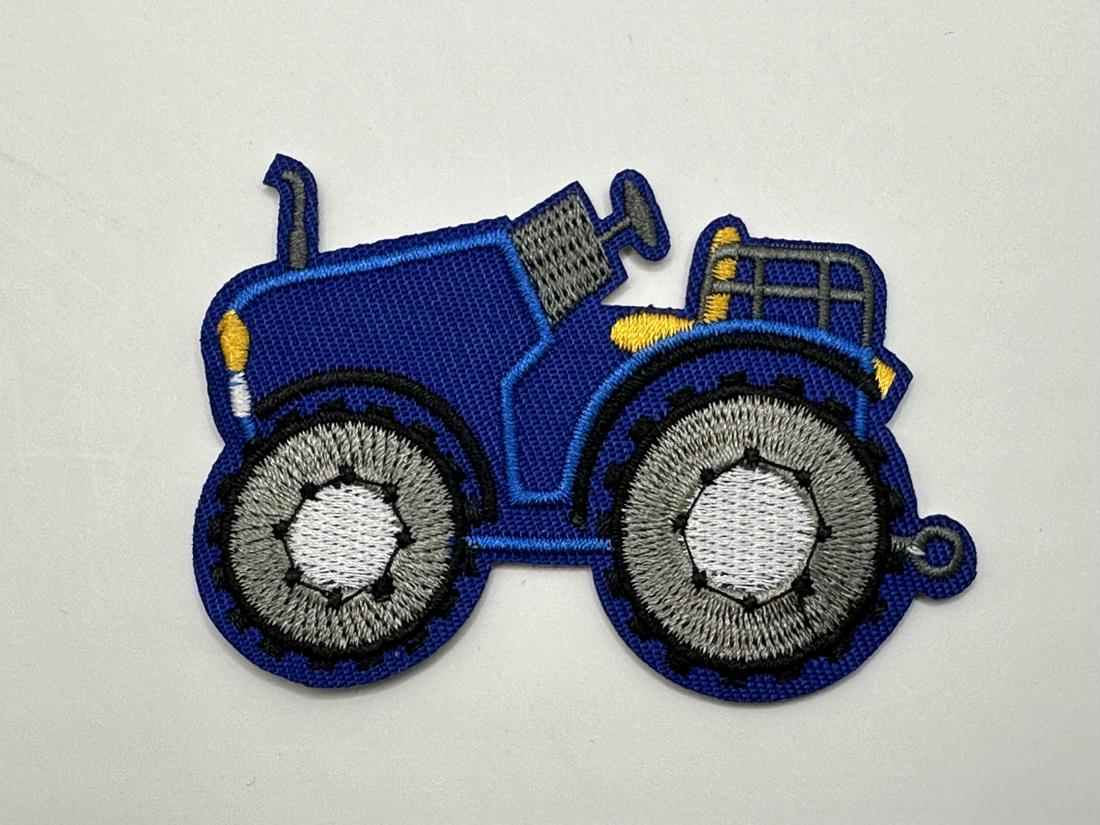 Blue Tractor Iron On or Sew on Embroidered Fabric Motif