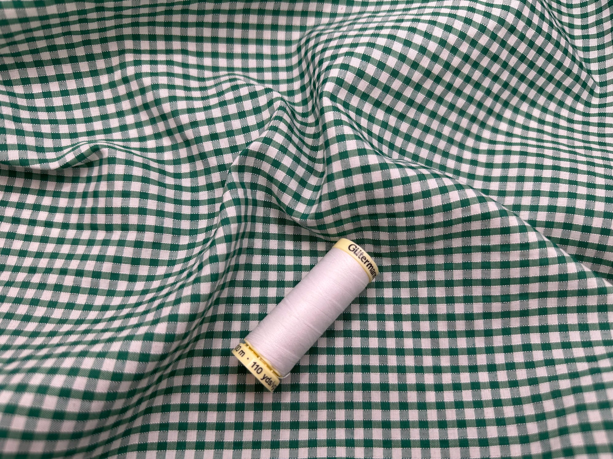 Gingham Green 1/8 inch Poly Cotton