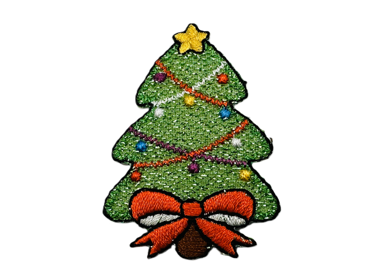 Christmas Sequin Tree Iron On or Sew on Embroidered Fabric Motif