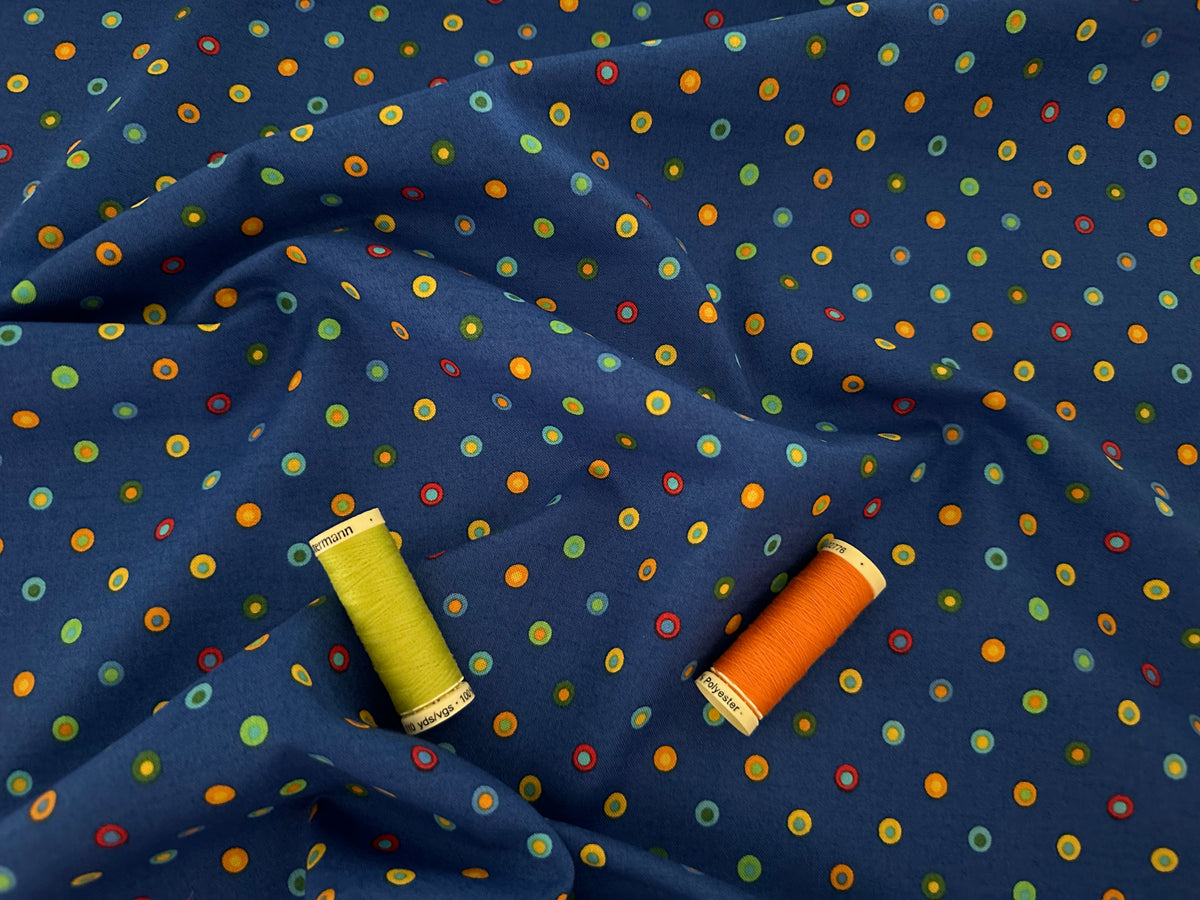 Fun &amp; Games Small Rings Navy by Deborah Edwards for Northcott Fabrics Digitally Printed Premium 100% Cotton