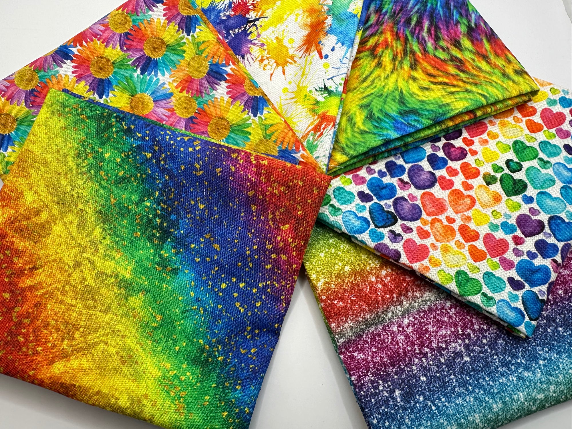 Bright Printed Designs Rainbow Mix Digital 100% Cotton Fat Quarter Bundle