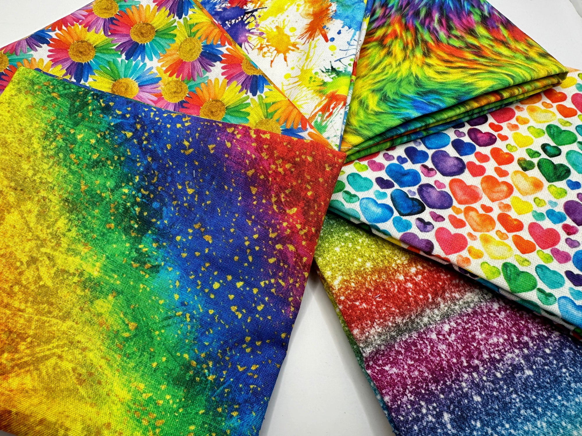 Bright Printed Designs Rainbow Mix Digital 100% Cotton Fat Quarter Bundle