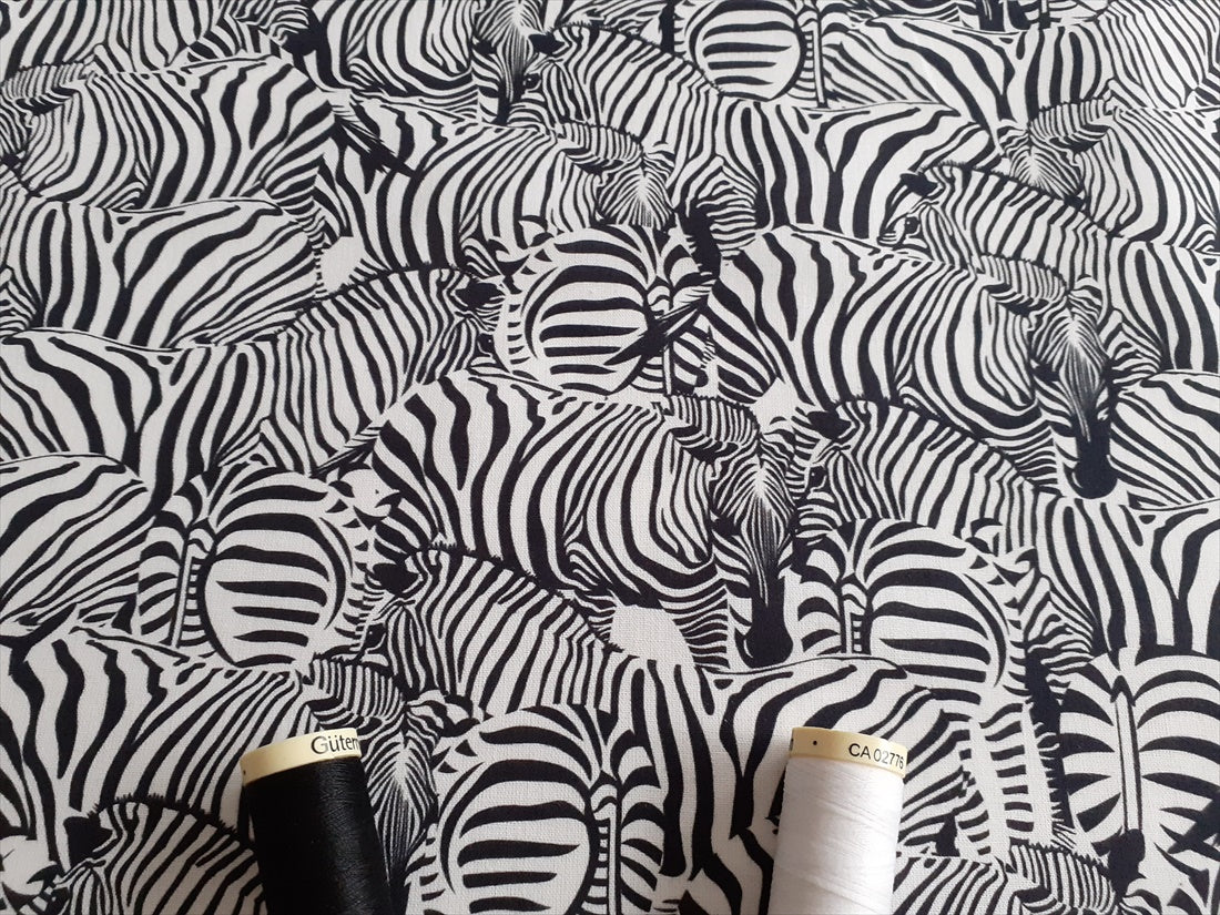 Zebras Hidden in Black & White Digital Print 100% Cotton