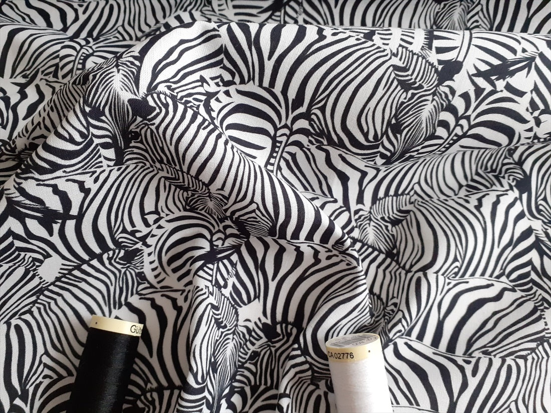 Zebras Hidden in Black &amp; White Digital Print 100% Cotton