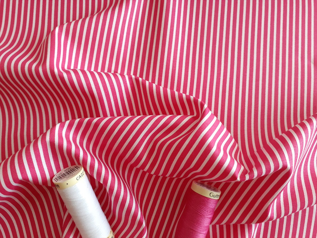 Candy Stripe Linen Fabric Light Cotton Material Cute Striped White