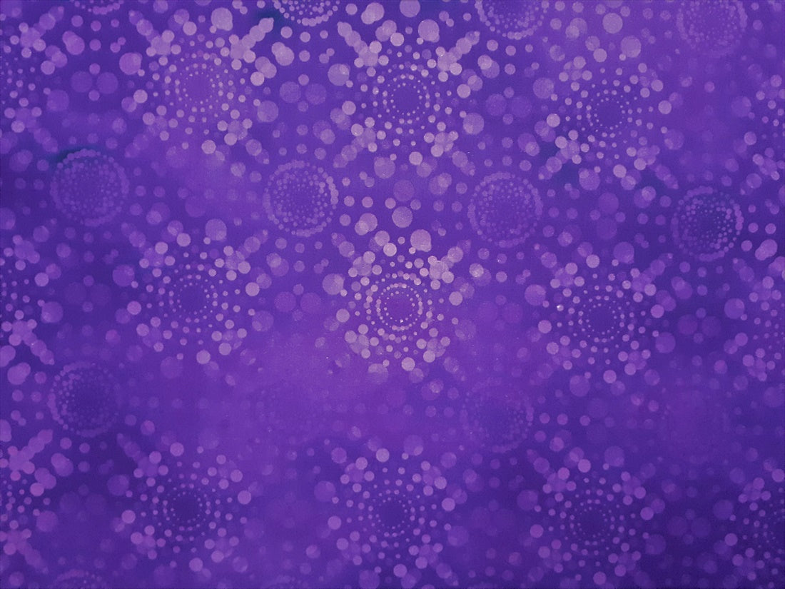 Dreamscapes II Lavender Dot Burst on a Purple Background  100% Cotton