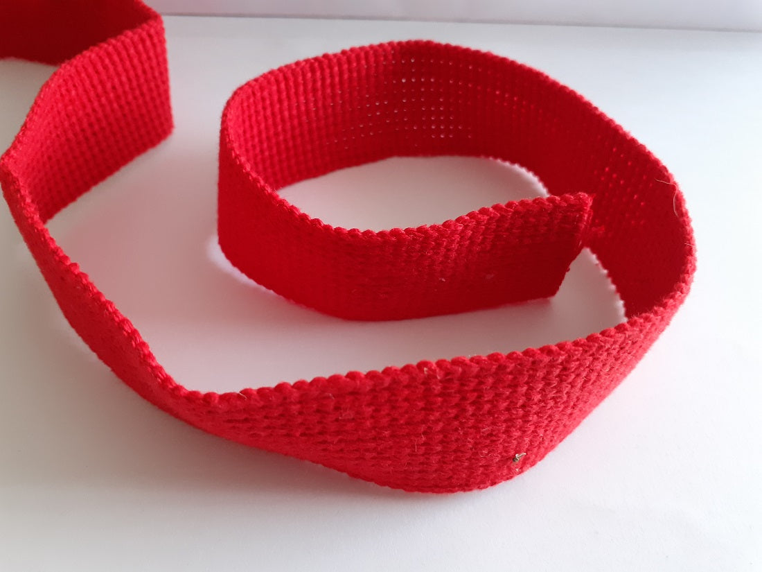 Plain Red Webbing Cotton Acrylic Mix 30mm wide