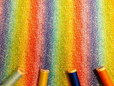 Horizontal Rainbow Glitter Stripes Digital Print (price per half metre)