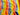 Rainbow vertical stripe glitter effect digital print on 100% cotton fabric with colorful threads on top