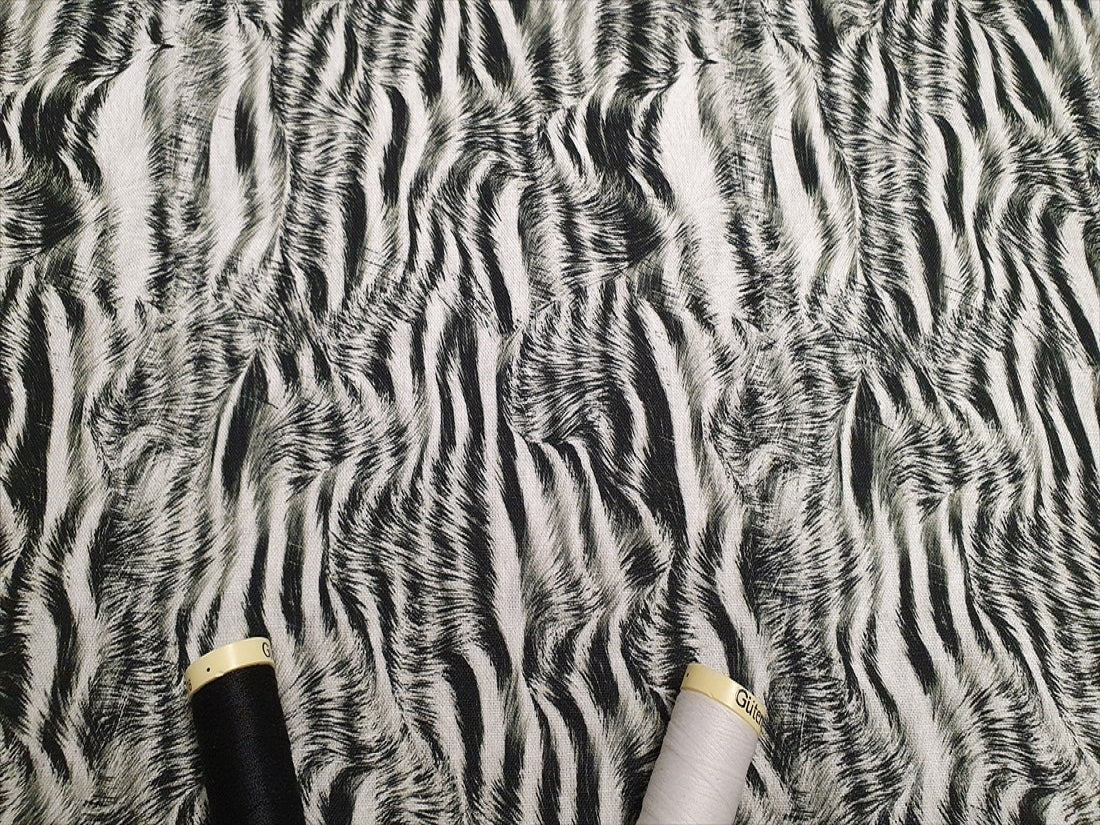 Animal Skin Zebra Design Black & White Digital Print 100% Cotton