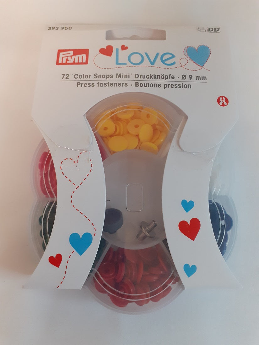 Prym Love Colour Mini Snap Fasteners 9mm 72 Piece Selection Box