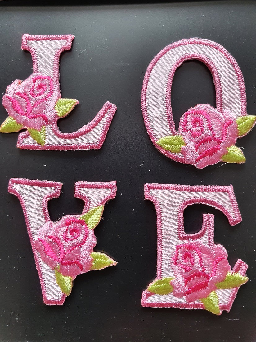Love Iron On or Sew on Embroidered Fabric Motif 2.5cm x 3cm