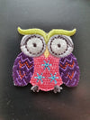 Multi Color Owl Iron On or Sew on Embroidered Fabric Motif 4cm x 4cm