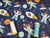 Mr Fox in Space on a Navy Background 100% Cotton