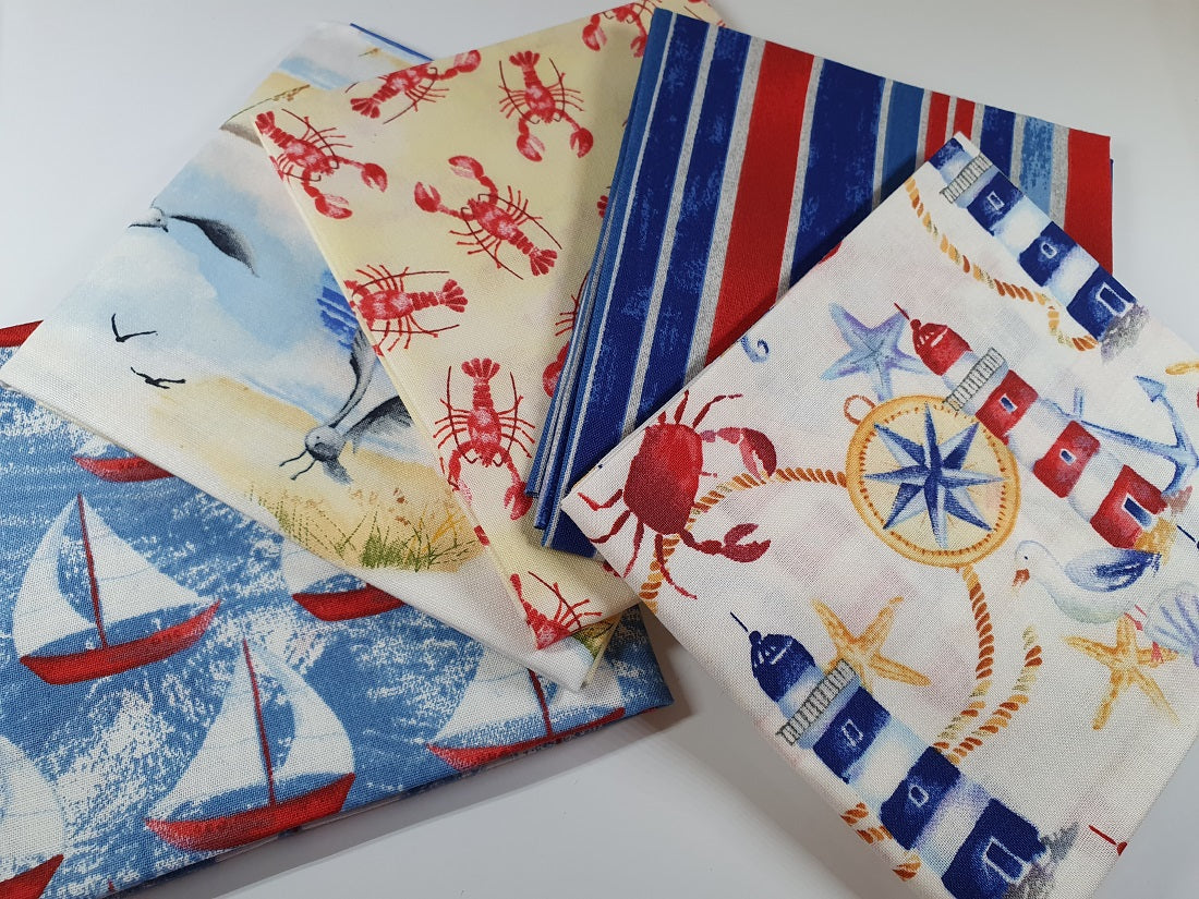 Lighthouse Bay Seaside Mix Fat Quarter Bundle  100% Cotton