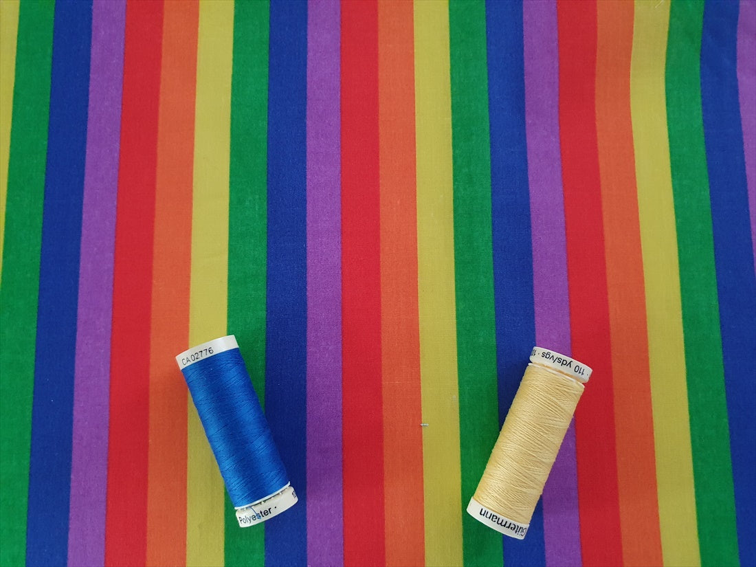 Bright Rainbow Stripe Poly Cotton 80% Polyester 20% Cotton