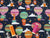 Cute Little Jungle Animals & Hot Air Baloons Multi Colors on a Navy Background  Poly Cotton