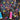 Mosaic Cute Little Dogs Bright Multi Color on a Black Background Digital Print 100% Cotton