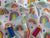 Bright Rainbows & Clouds on a White Background Poly Cotton