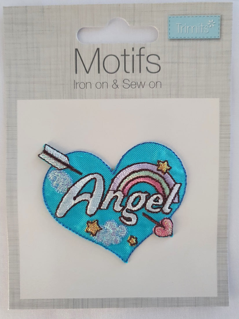 Angel Heart Iron On or Sew on Embroidered Fabric Motif