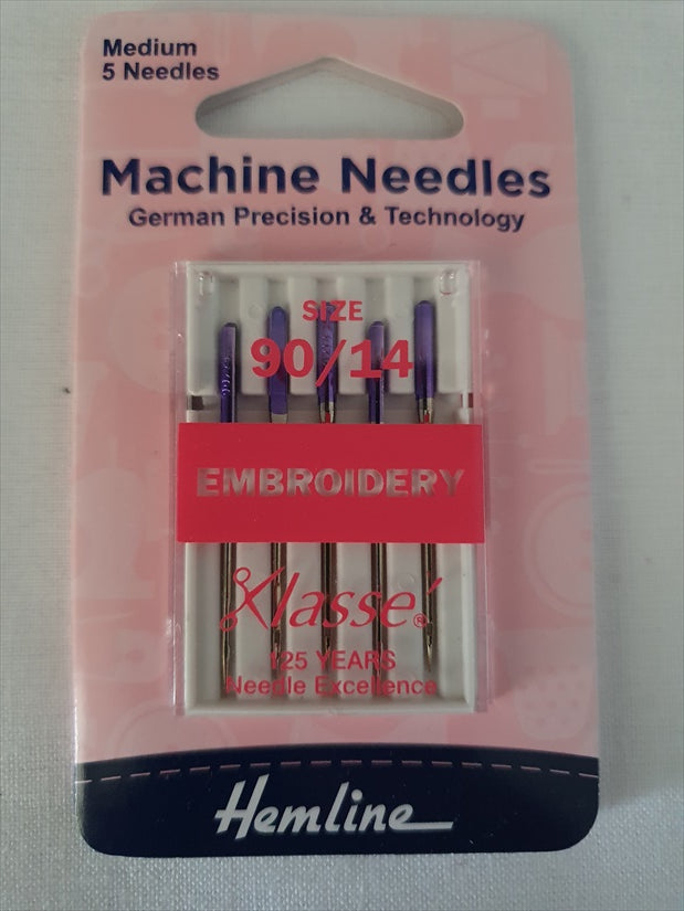 Hemline Embroidery Machine Needles 90/14