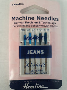 Hemline Assorted Jeans Machine Needles 90-100