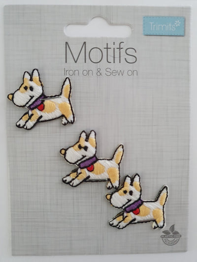 Cute Little Dogs 3 Iron On or Sew on Embroidered Fabric Motifs
