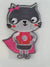 Cute Superhero Cat Iron On or Stick on Embroidered Fabric Motif